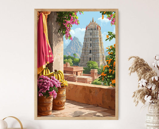 Affiche Peinture de Balcon à Madurai – Poster Art Temple de Tamil Nadu