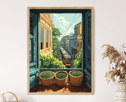 Affiche Marché de Kolkata – Poster Peinture Panier Jute Moutarde