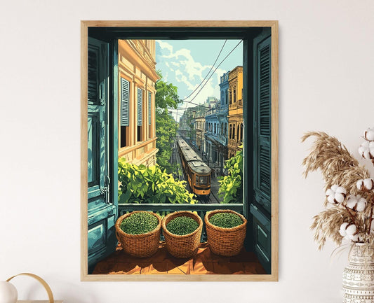 Affiche Marché de Kolkata – Poster Peinture Panier Jute Moutarde