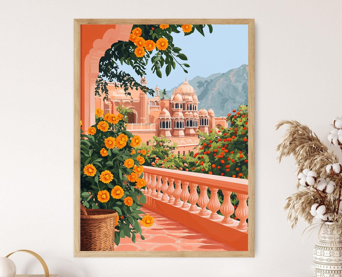 Affiche Balcon de Jaipur – Poster Art de Marché Rajasthan