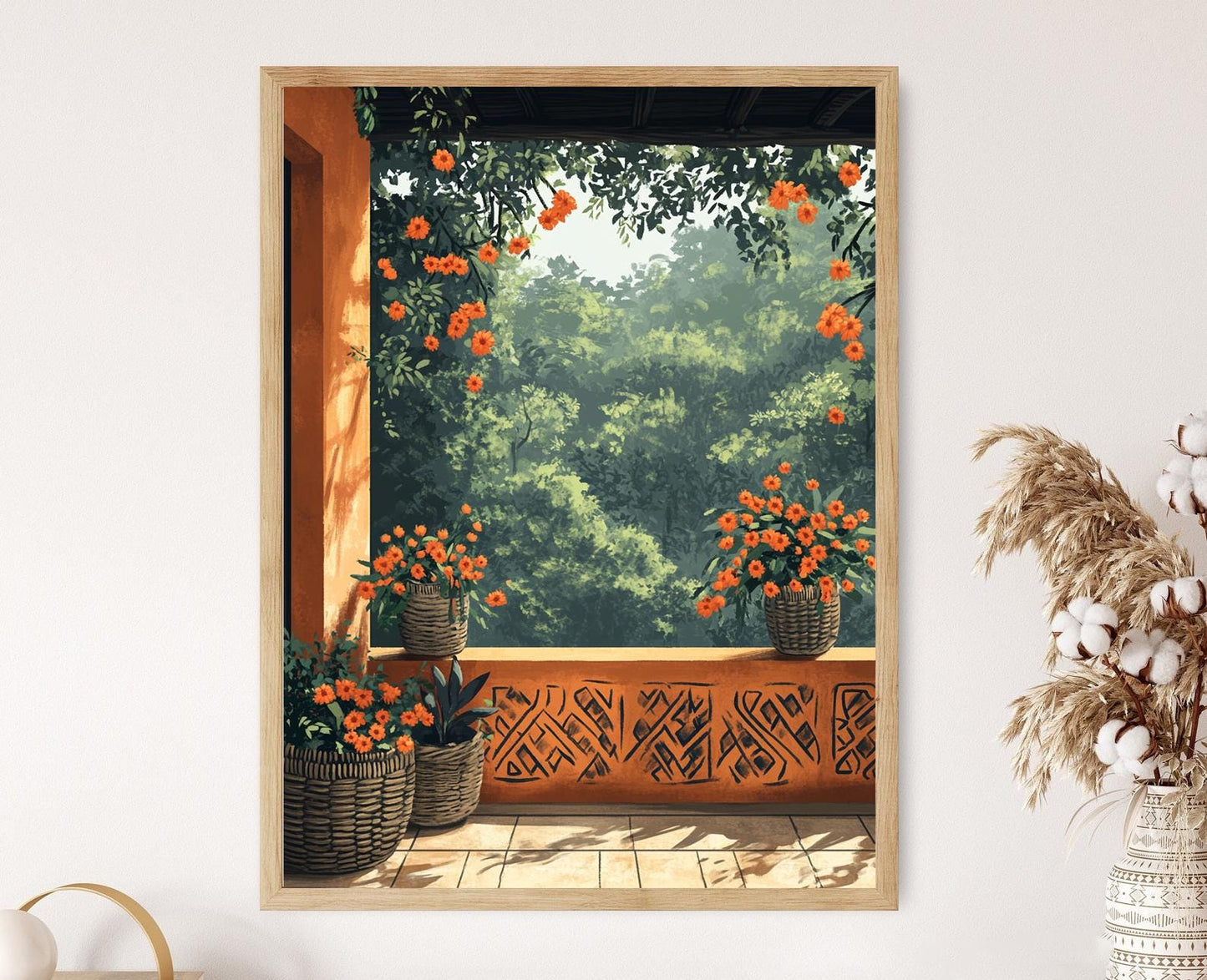 Affiche de Panier de Balcon de Raipur – Poster Art Tribal Mahua Tamarind