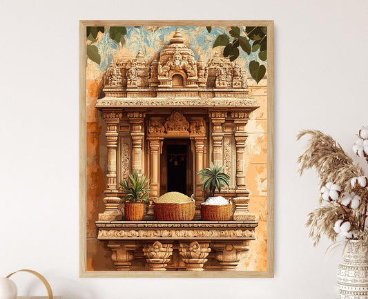 Affiche Thanjavur – Poster Peinture Panier Balcon, Art du Tamil Nadu