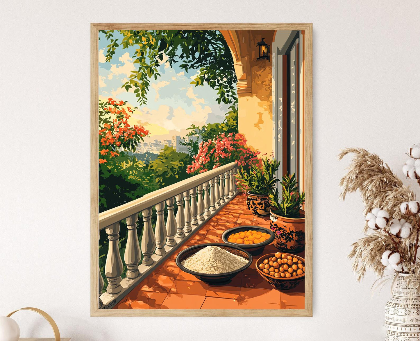 Affiche Pois Chiches Cumin – Poster Art du Marché Folklorique de Gujarat