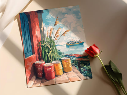 Affiche Kaohsiung – Poster Peinture de Panier Balcon, Marché de Taïwan