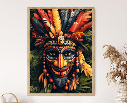 Affiche Masque Tribal Mélanésien – Impression Art Décor Culturel PNG