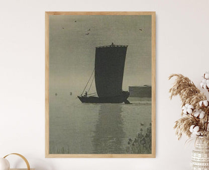 Affiche Bateaux de Pêche en Mer, 1910 – Tirage d'Art Ohara Koson