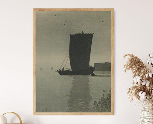 Affiche Bateaux de Pêche en Mer, 1910 – Tirage d'Art Ohara Koson