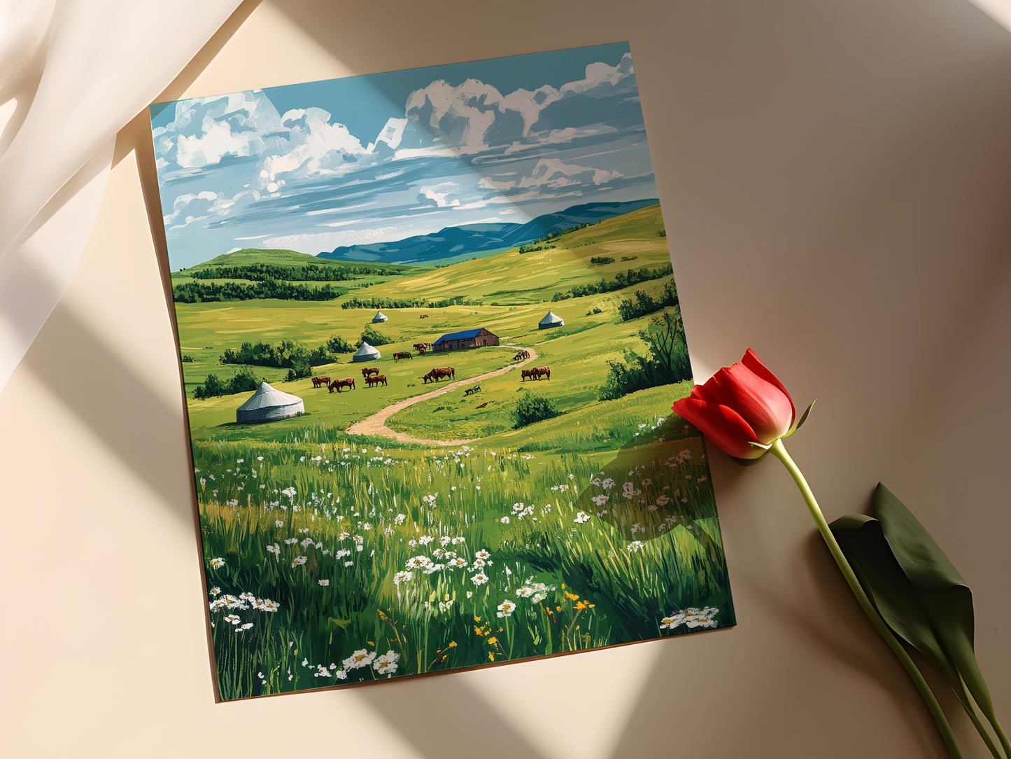 Affiche Art de la Mongolie Intérieure – Décor de yourte nomade