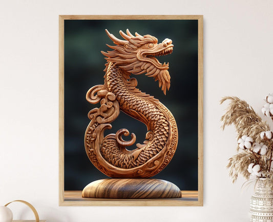 Affiche Sculptures de Dragon – Poster Art Vietnamien Authentique