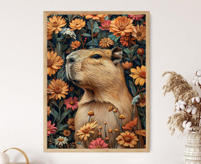 Affiche Capybara – Poster Écologique en Broderie Colorée