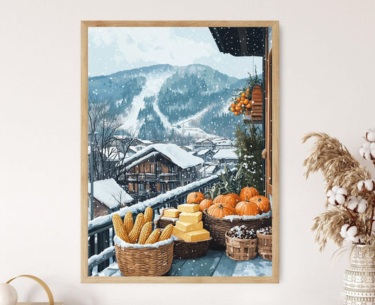 Affiche Sapporo - Poster Art de Marché d'Hiver au Beurre de Maïs