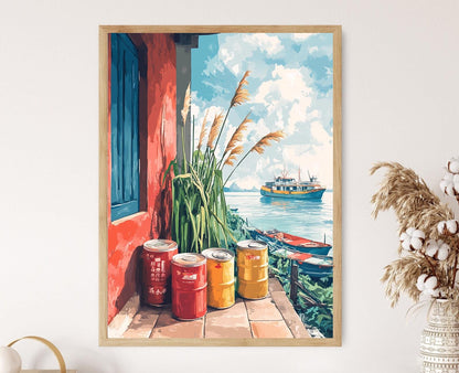 Affiche Kaohsiung – Poster Peinture de Panier Balcon, Marché de Taïwan