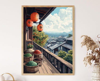 Affiche Kyoto – Poster de peinture sur balcon, Matcha et azuki