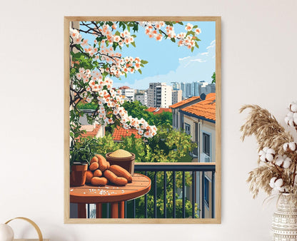 Affiche Balcon Lusaka – Poster Art de Marché Urbain Zambien