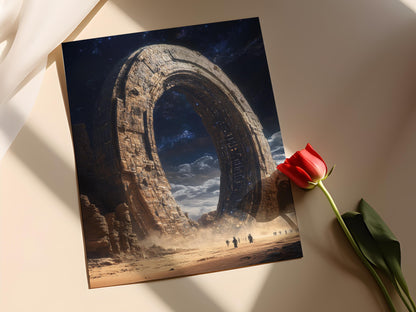 Affiche Science-Fiction – Illustration de portail cosmique dans le désert