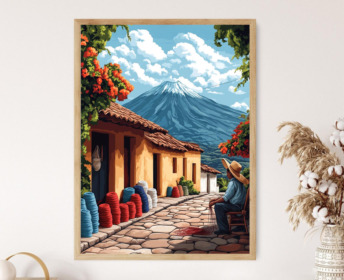 Affiche Quetzaltenango – Poster Peinture Textile Volcanique en Laine