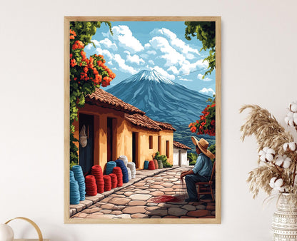Affiche Quetzaltenango – Poster Peinture Textile Volcanique en Laine