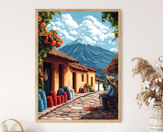 Affiche Quetzaltenango – Poster Peinture Textile Volcanique en Laine