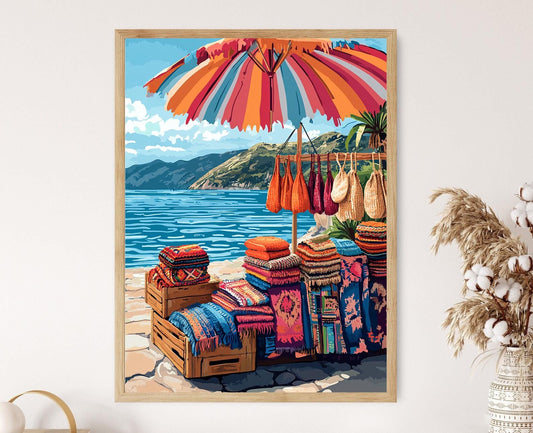 Affiche Copacabana – Poster Tapisserie Alpaga et Chapeaux au Bord du Lac