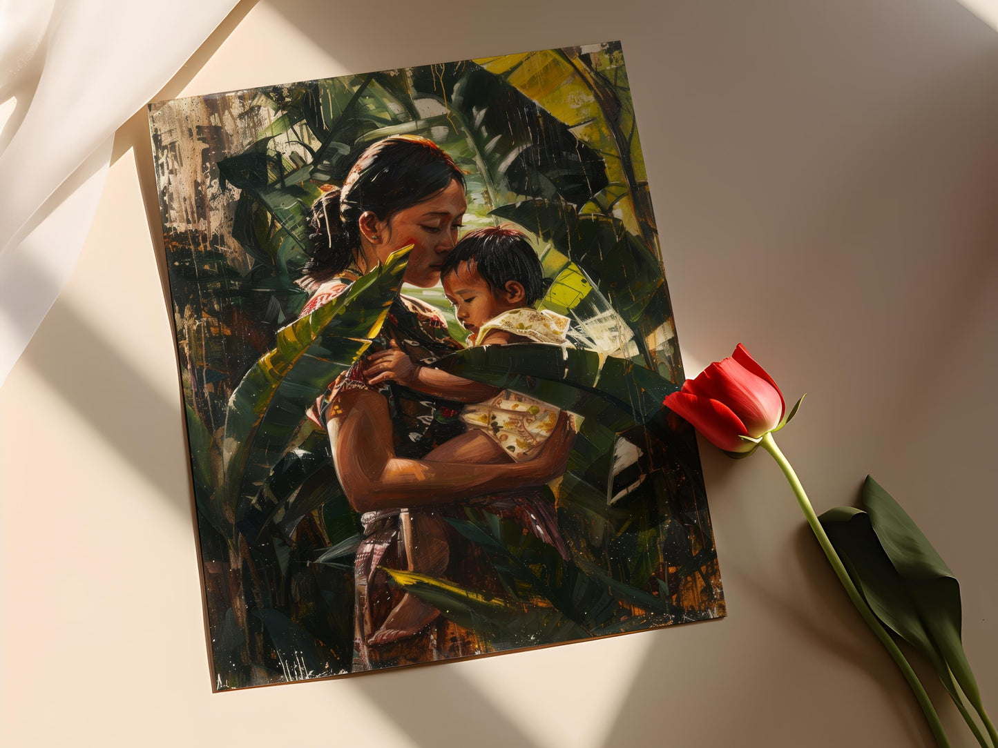 Affiche Mère et Enfant Philippin – Toile Scène Traditionnelle des Philippines