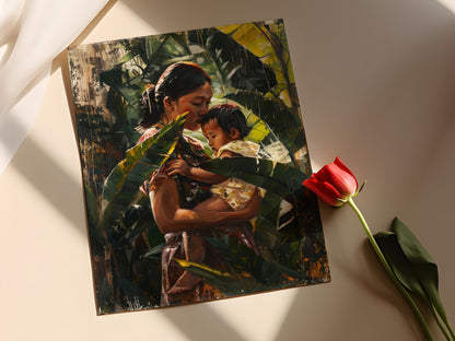 Affiche Mère et Enfant Philippin – Toile Scène Traditionnelle des Philippines