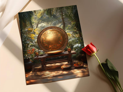 Affiche Gamelan Indonésien – Poster Art déco en laiton, illustration musicale