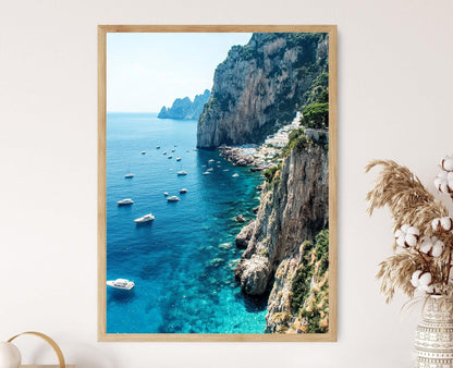 Affiche Capri – Poster de l'Italie, Grotte Bleue et Décor Méditerranéen