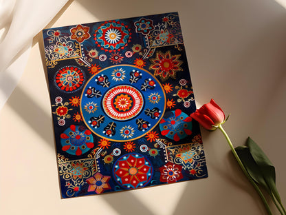 Affiche Art Ajrak Sindhi – Poster Textile Ethnique Pakistanais