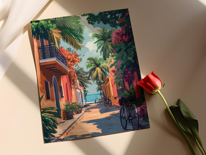 Affiche Quartier Français de Pondichéry – Art de Ville Côtière Indienne