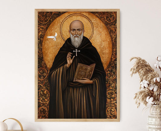 Affiche Saint Benoît – Poster Icône Spirituelle Monastique Catholique