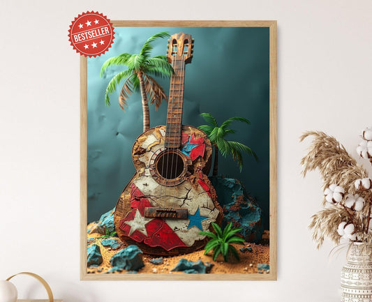 Affiche Drapeau Porto-Ricain – Art Boricua pour Décor Maison