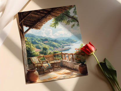 Affiche Chittagong – Art mural Jamdani et mobilier en bambou