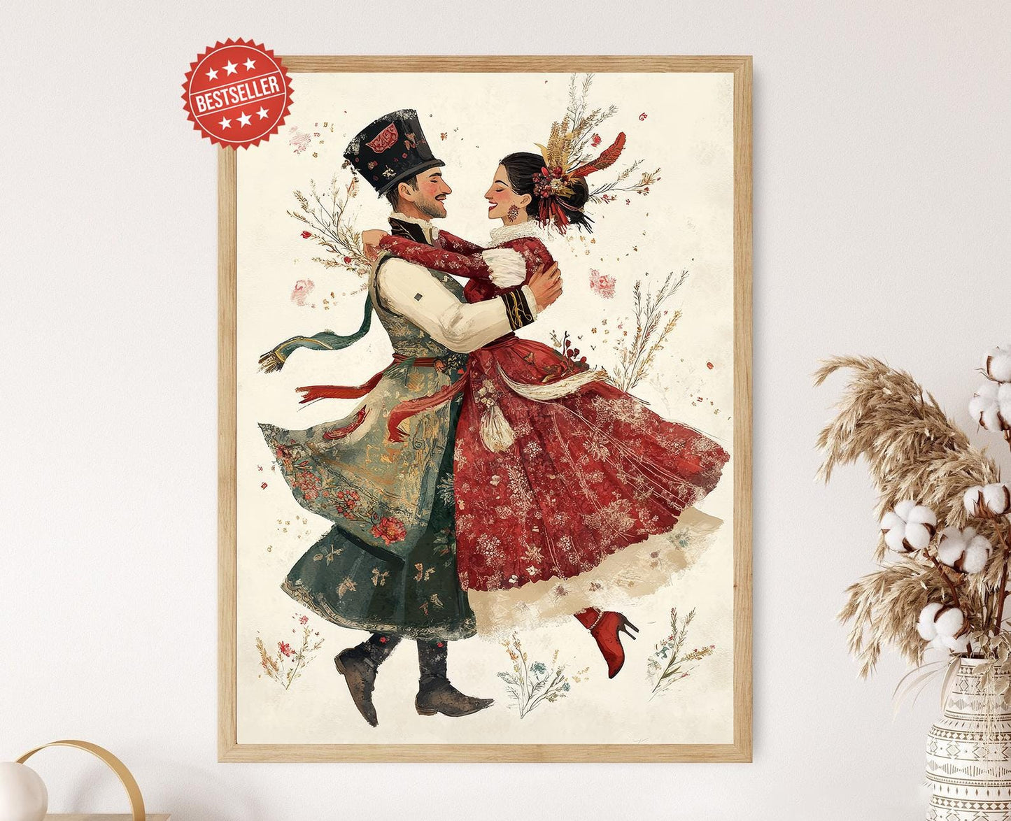 Affiche Danse Csárdás – Poster Art avec Costumes Traditionnels