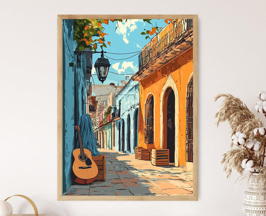 Affiche Santiago de Cuba – Poster Peinture de la porte pastel artisanale