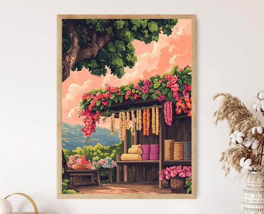 Affiche Maui Sunset – Poster Art Textil Lahaina Banyan Tree