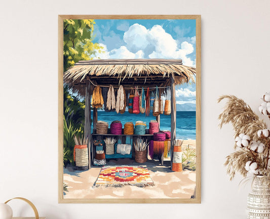 Affiche Kaunakakai – Poster Art de Tissage de Lauhala à Moloka‘i