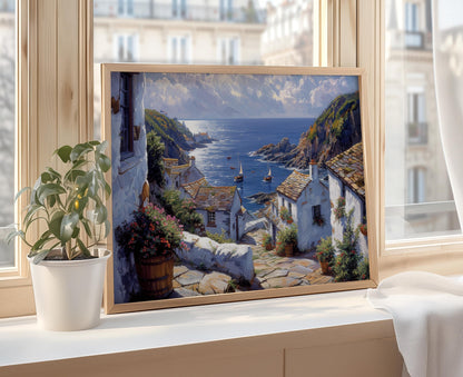 Affiche Côtière Polperro – Poster Art Coloré de Port Anglais