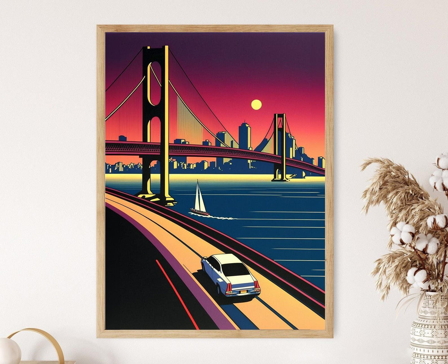 Affiche Golden Gate Bridge – Impression Pop Art Coucher de soleil rétro