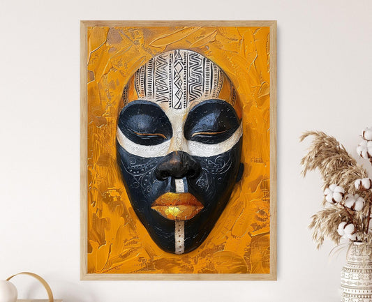 Affiche Masque Africain – Poster Art Tribal Ethnique, Inspiration Madagascar