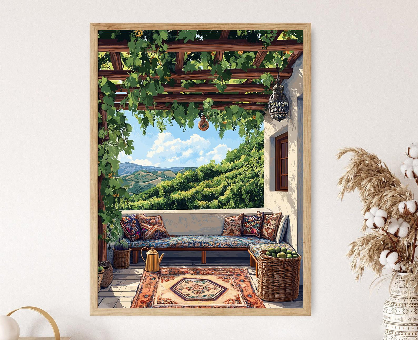 Affiche Balcon Azerbaïdjanais – Poster Shamakhi avec Vue sur Vignoble