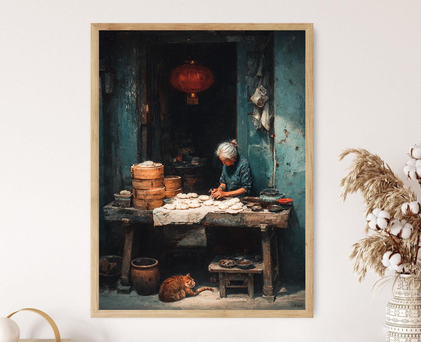 Affiche Cuisine de Shanghai – Poster Grand-mère Chinoise avec Panier