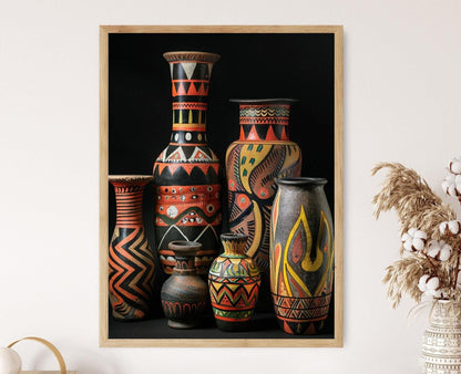 Affiche en Faïence Marajoara – Impression Vintage pour Salon, Cadeau Art