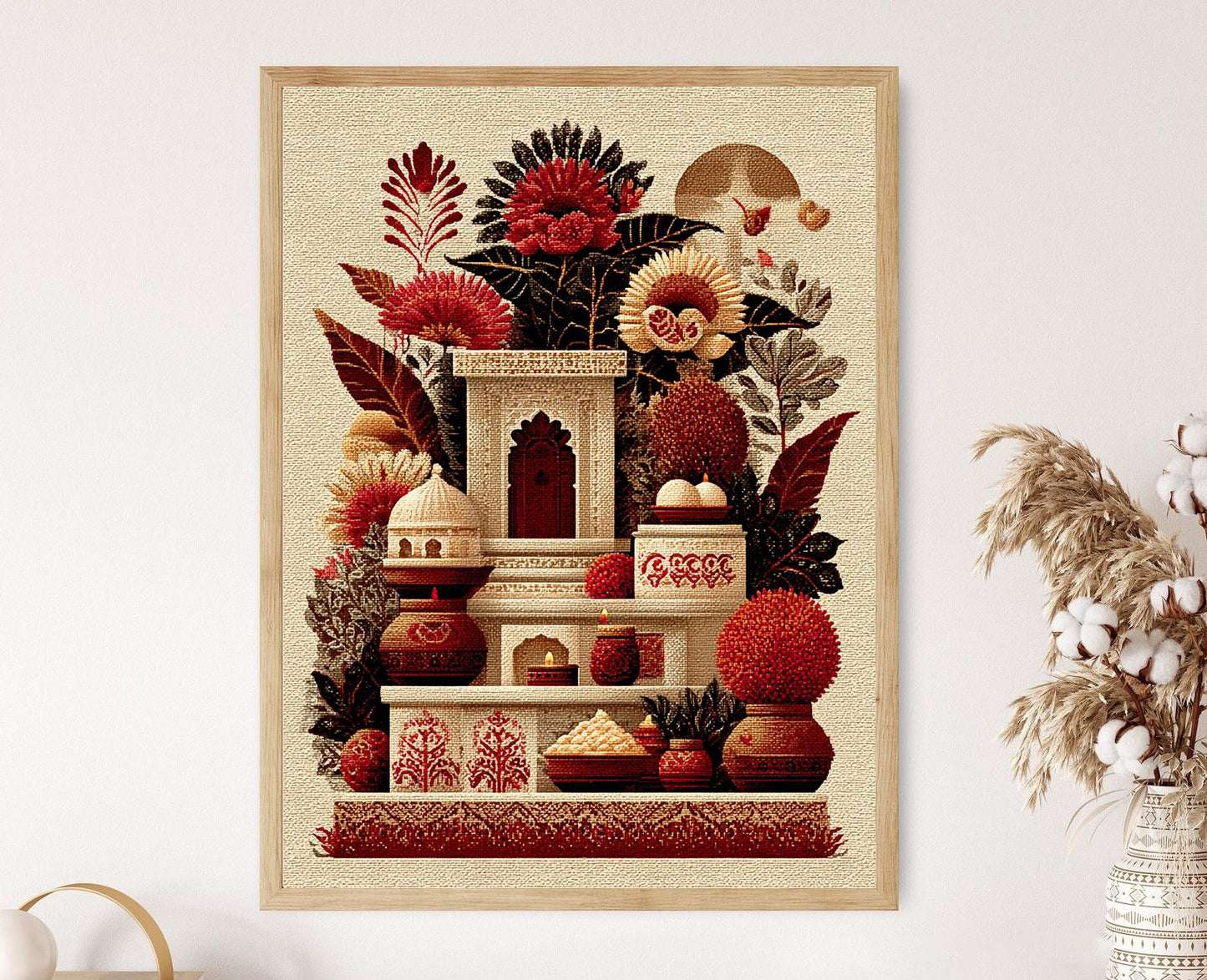 Affiche Diwali – Poster Art Élégante avec Symboles et Motifs Indiens