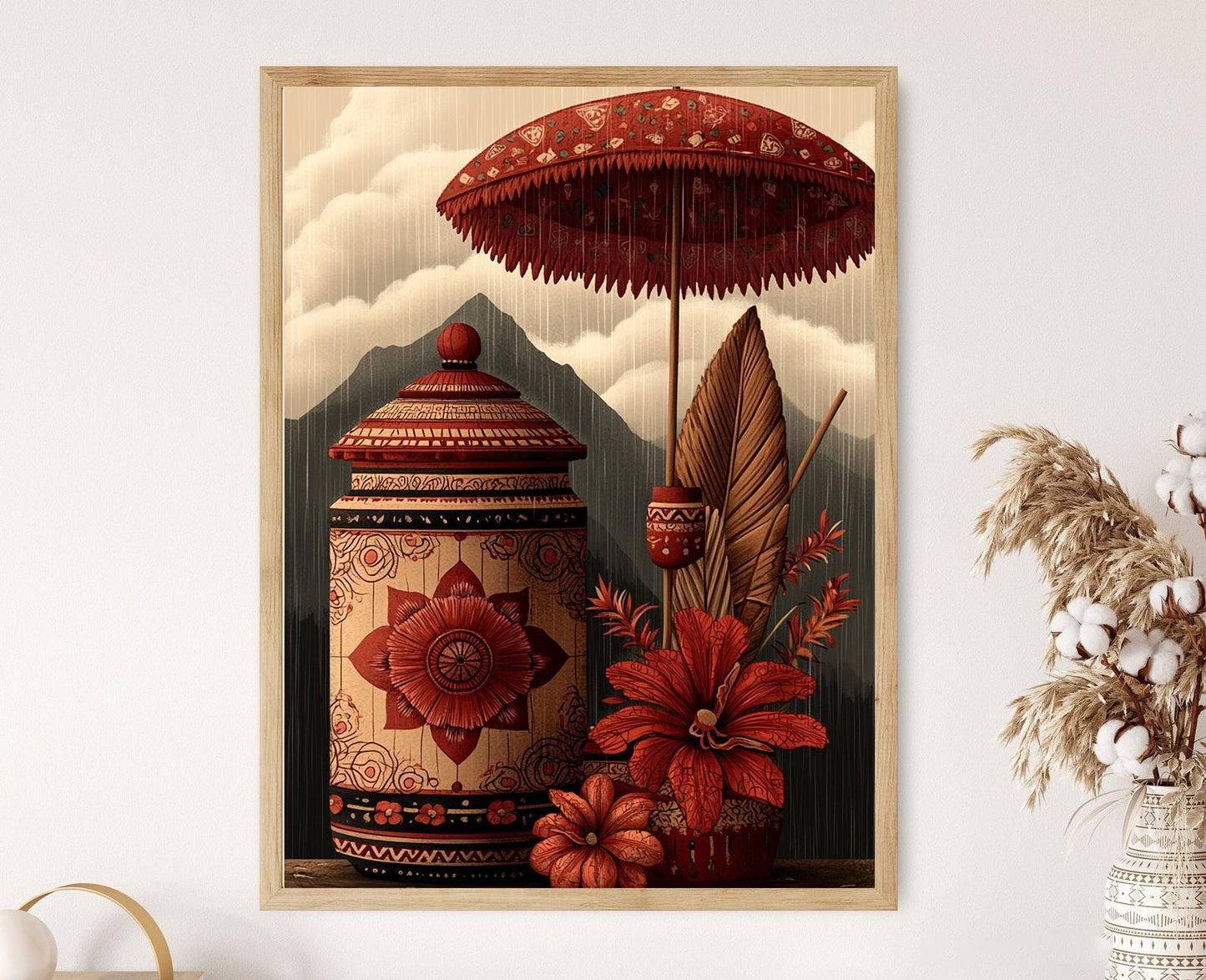 Affiche Sikkim – Poster Art Print Monsoon avec Orchidée et Roue de Prière