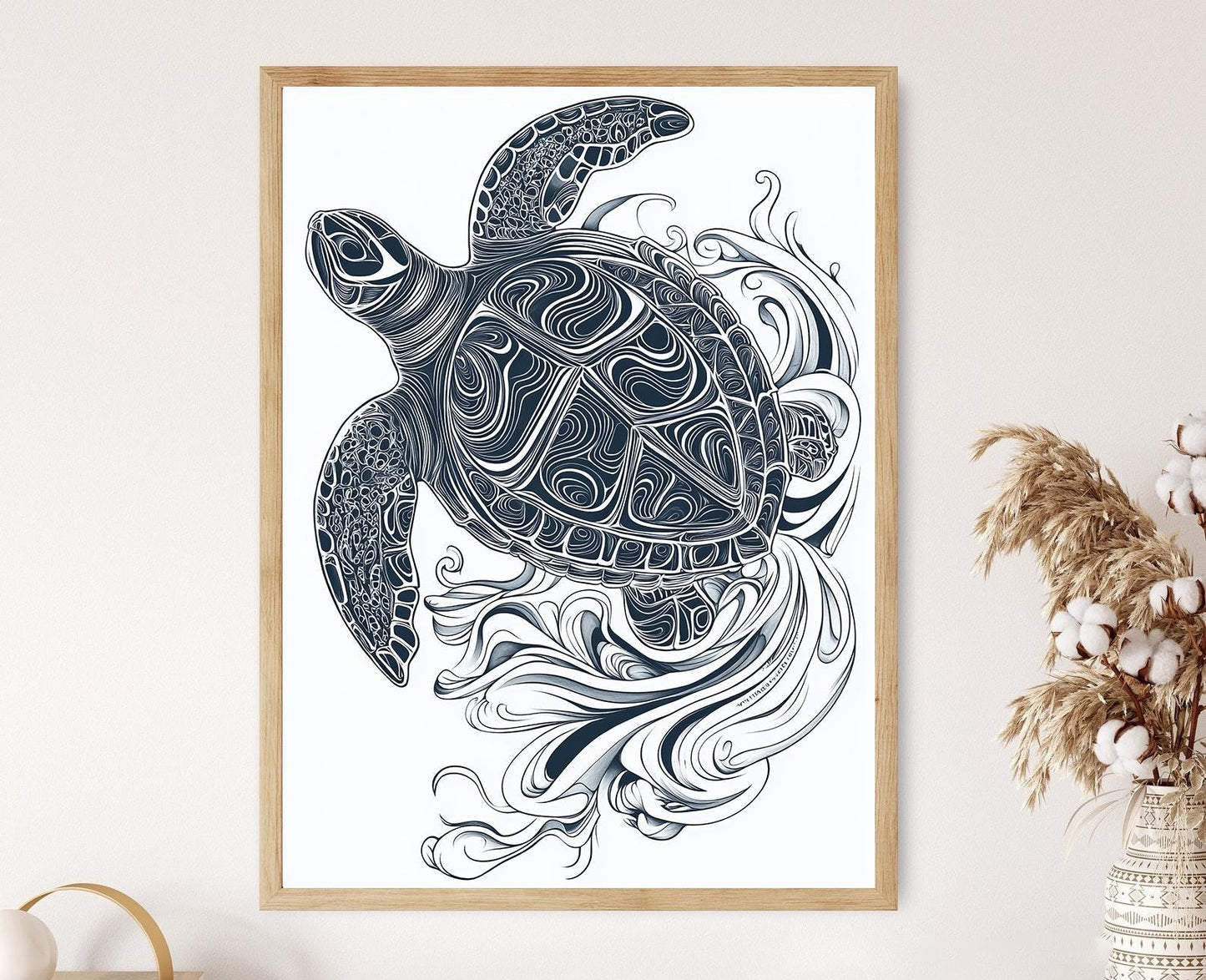 Affiche Tortue de Mer Haida – Art en Formline, Vagues et Kelp