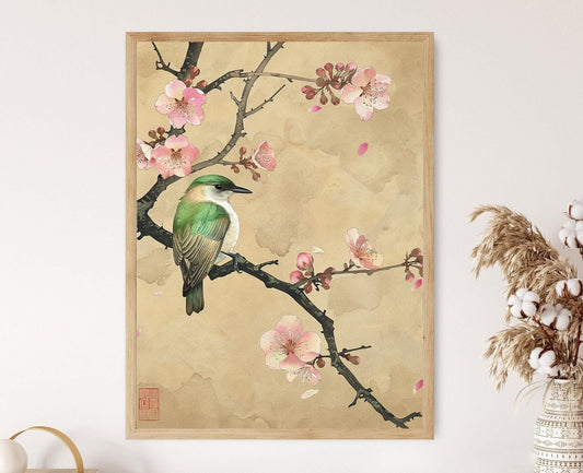 Affiche Oiseau Inspirée par Koson Ohara – Art Japonais Sérénité