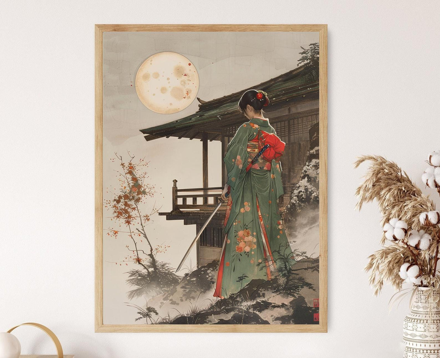 Affiche Guerrière Japonaise – Impression d'Art Samouraï en Kimono