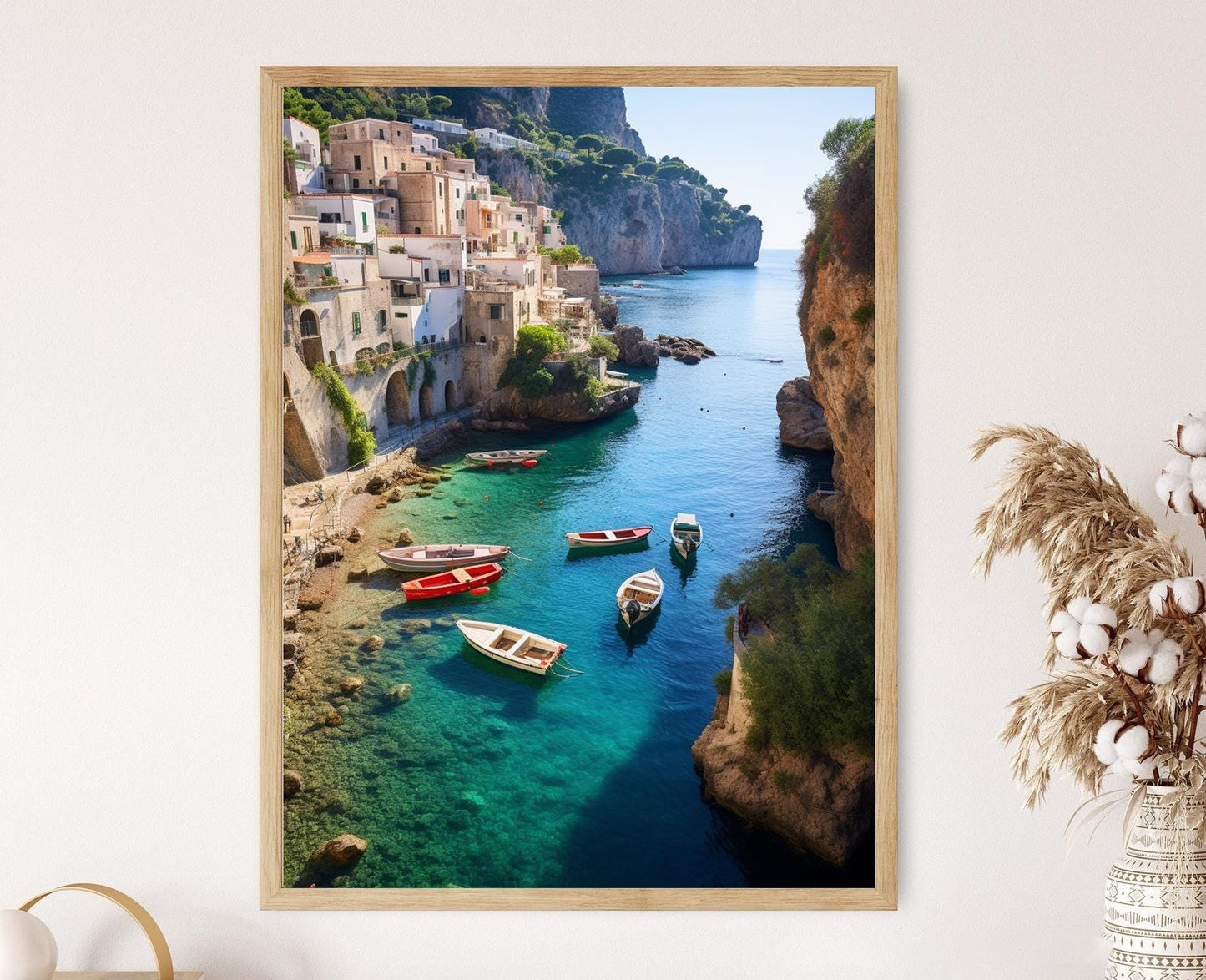 Affiche Village Sicilien – Poster Scène Italienne Pittoresque