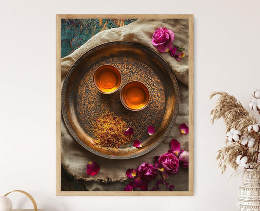 Affiche Plateau Persan en Cuivre – Poster Décor Art de Cuisine Héritage