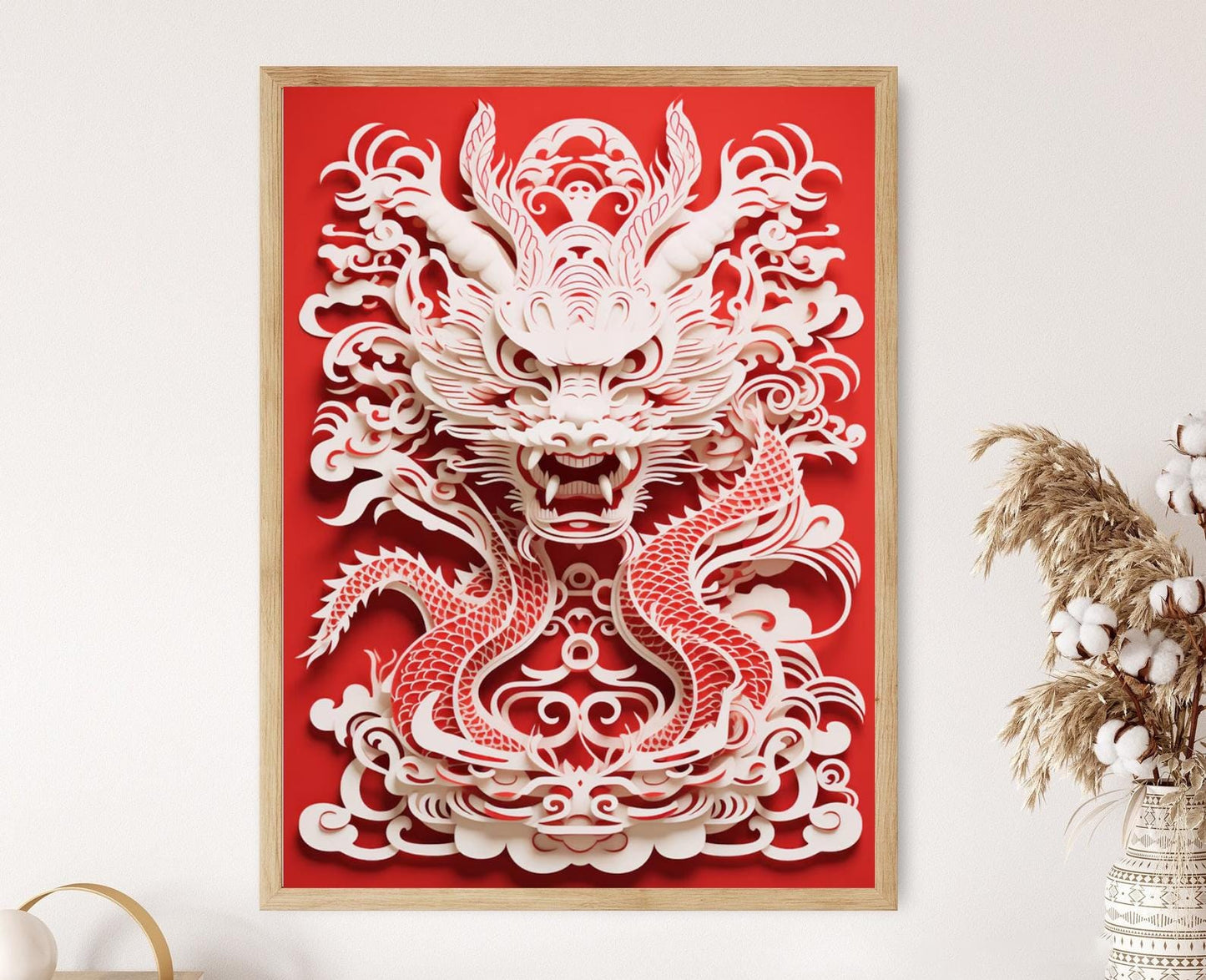 Affiche Année du Dragon : Décoration Rouge et Or pour le Nouvel An Chinois